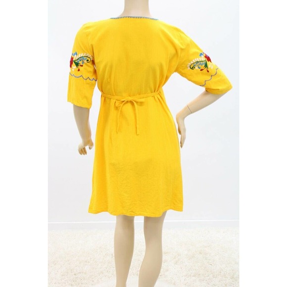 Heavily Embroidered Dress Womens M Tunic Florals Fiesta Dress With Tie Back - Picture 4 of 8
